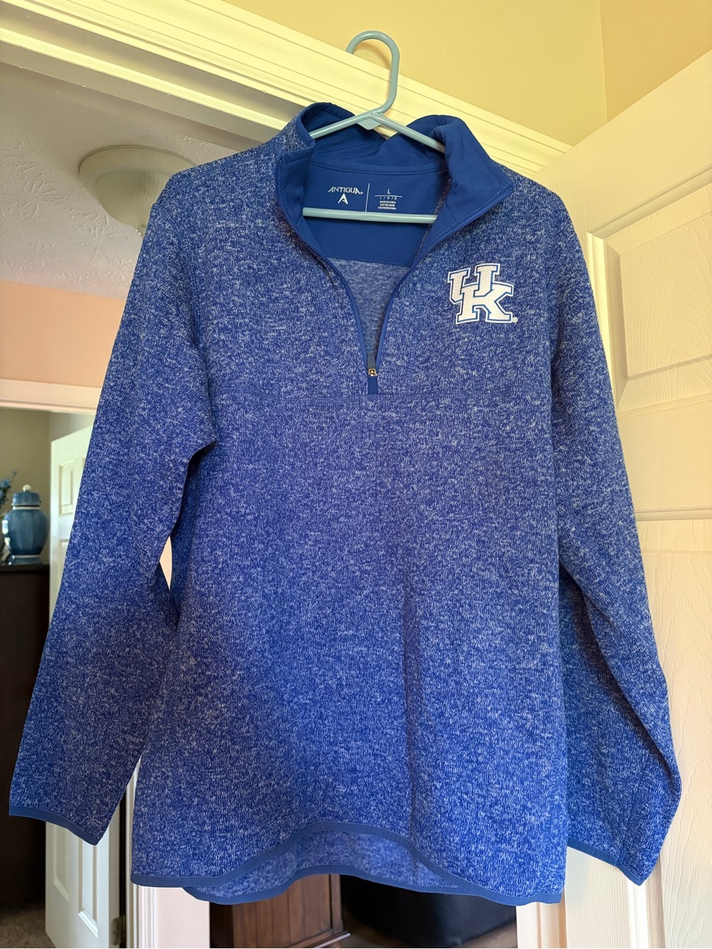 Antigua Blue Heathered Quarter-Zip Pullover with UK Logo